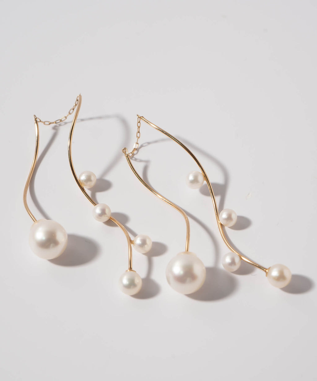 10K Gold Baby Pearl Long Earrings | RITVA