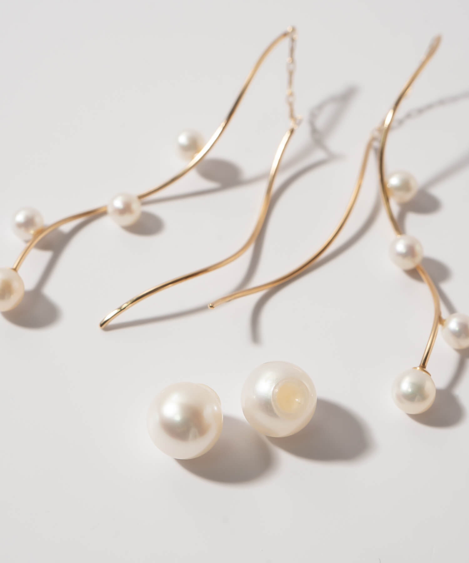 10K Gold Baby Pearl Long Earrings | RITVA
