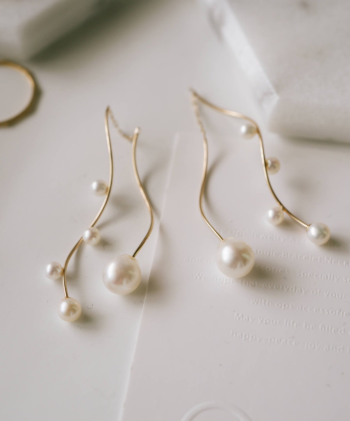 10K Baby Pearl Long Earrings | RITVA