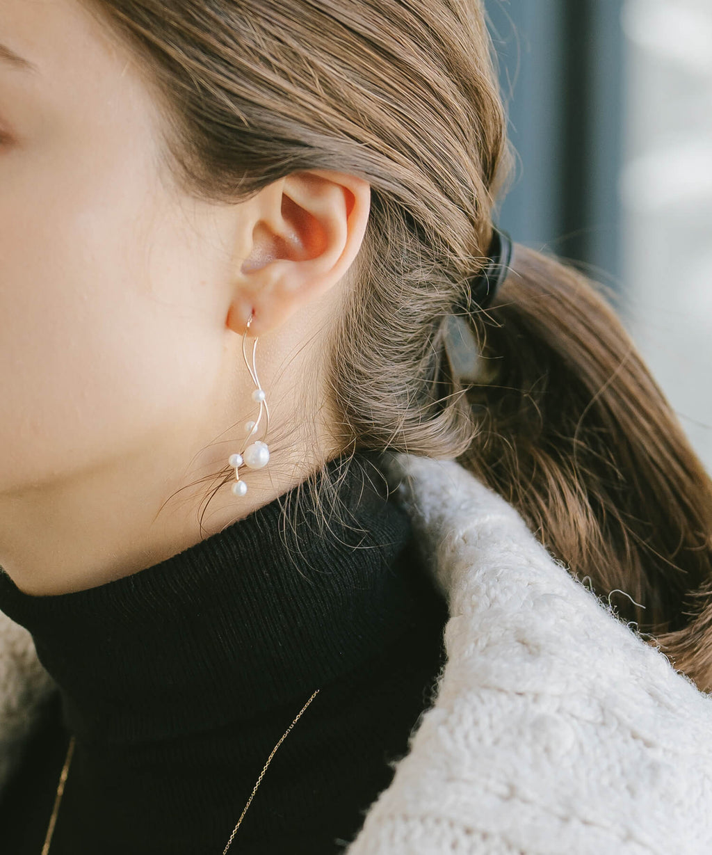 10K Gold Baby Pearl Long Earrings | RITVA