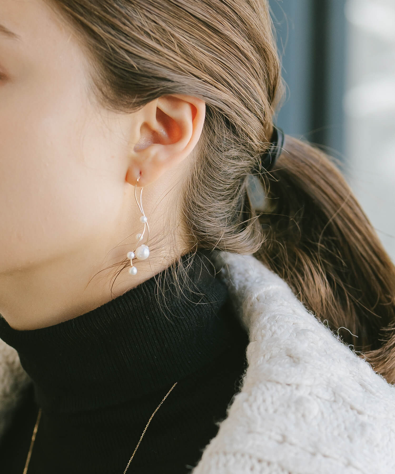 10K Gold Baby Pearl Long Earrings | RITVA