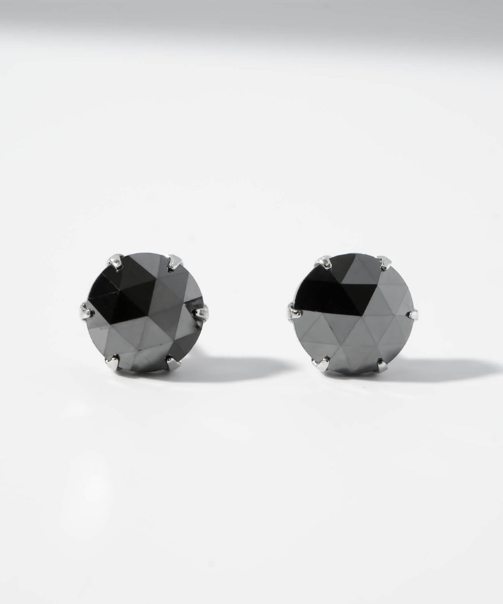 Black Diamond Platinum Studs Earrings | ROSA-NOTTE
