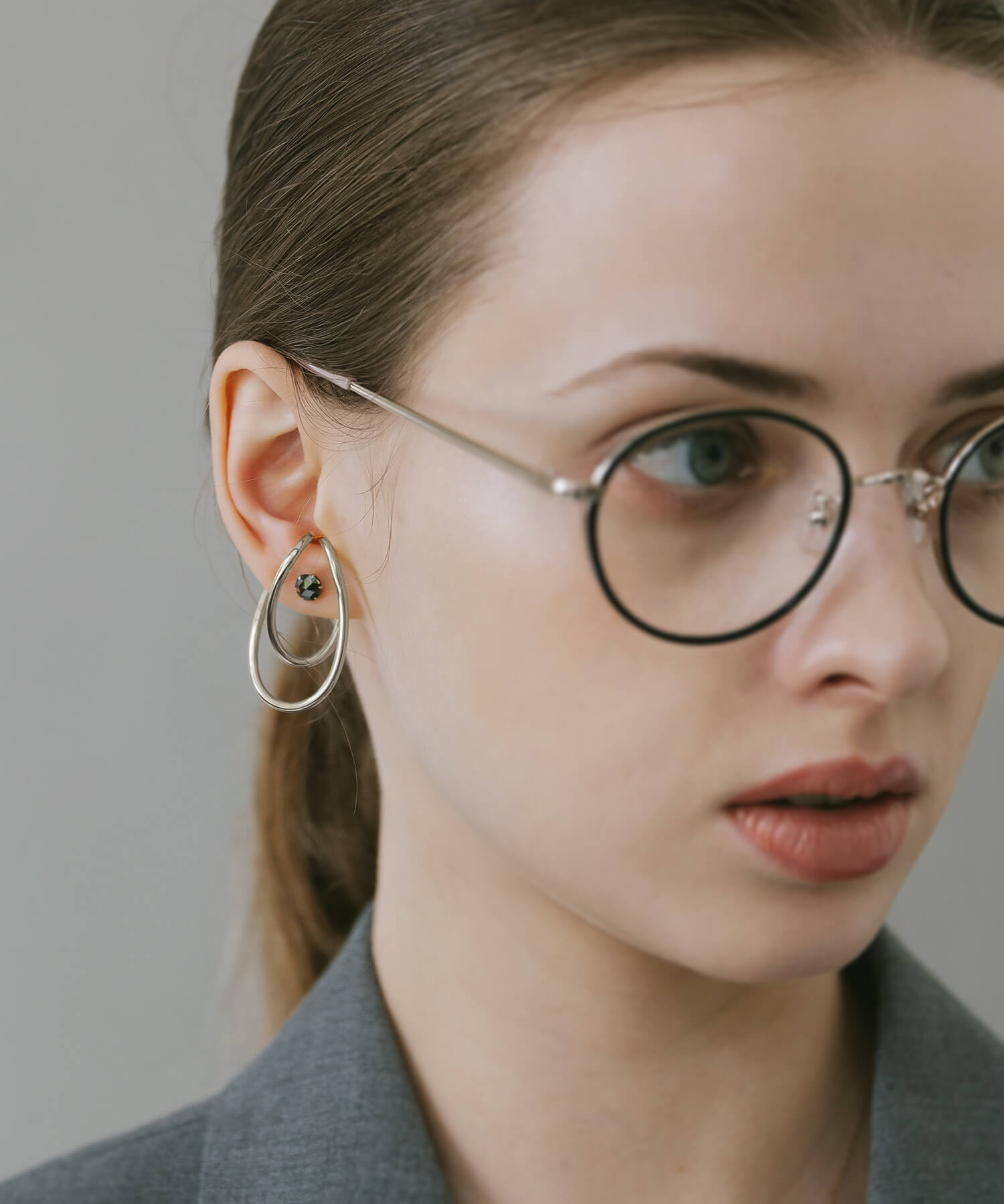 Black Diamond Platinum Studs Earrings | ROSA-NOTTE