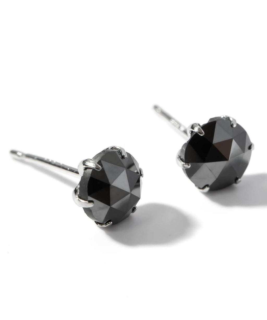 Black Diamond Platinum Studs Earrings | ROSA-NOTTE