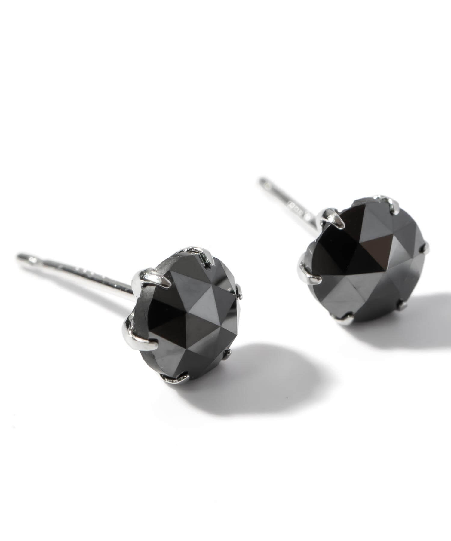 Black Diamond Platinum Studs Earrings | ROSA-NOTTE