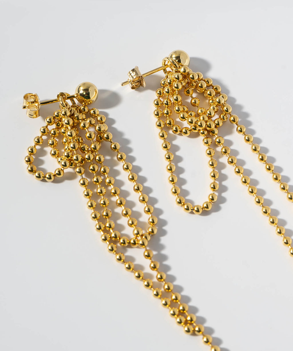18K Gold Plated Sterling Silver Ball Chain Earrings | RUBAN
