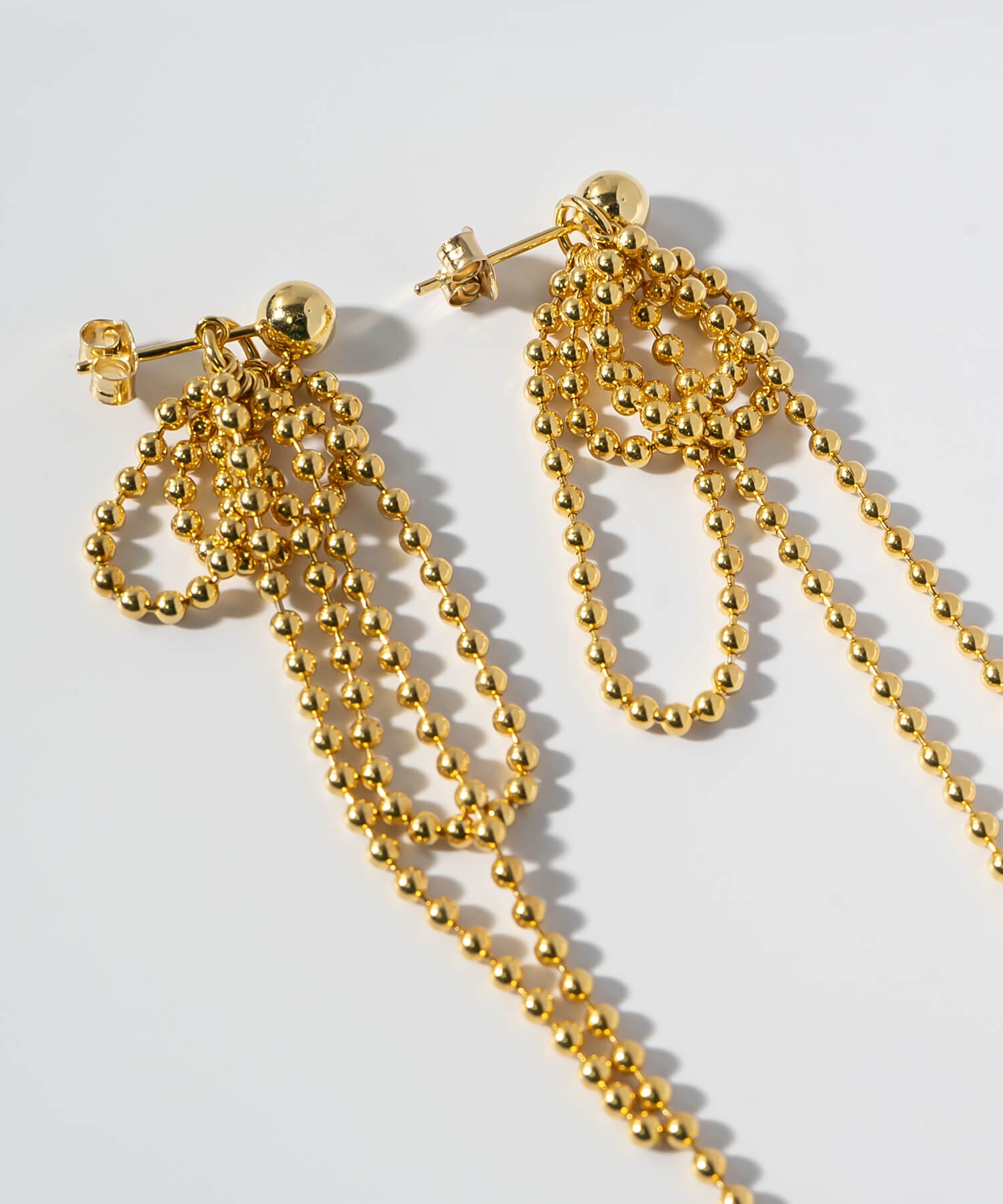 18K Gold Plated Sterling Silver Ball Chain Earrings | RUBAN