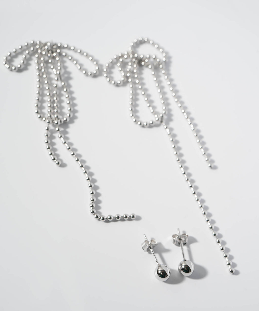 18K Gold Plated Sterling Silver Ball Chain Earrings | RUBAN