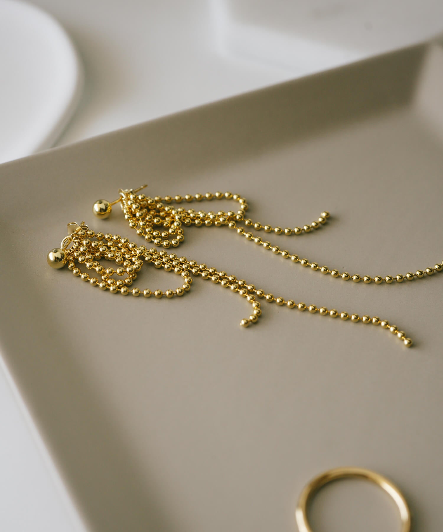 18K Gold Plated Sterling Silver Ball Chain Earrings | RUBAN