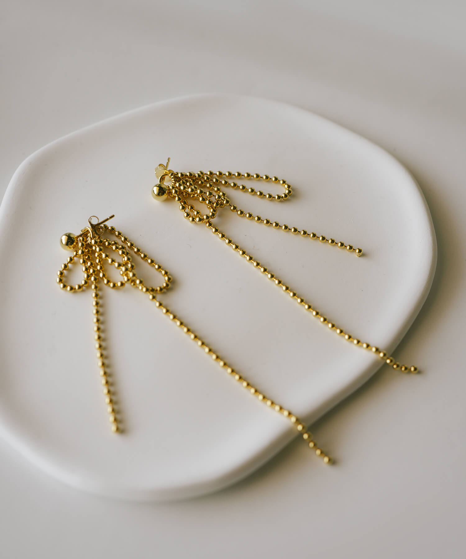 18K Gold Plated Sterling Silver Ball Chain Earrings | RUBAN