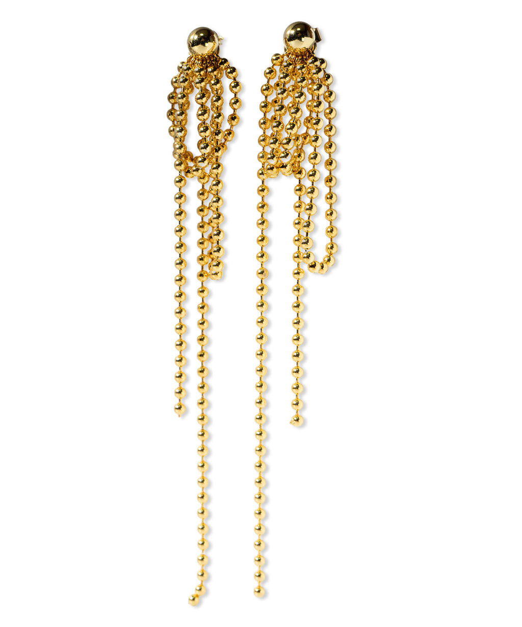 18K Gold Plated Sterling Silver Ball Chain Earrings | RUBAN