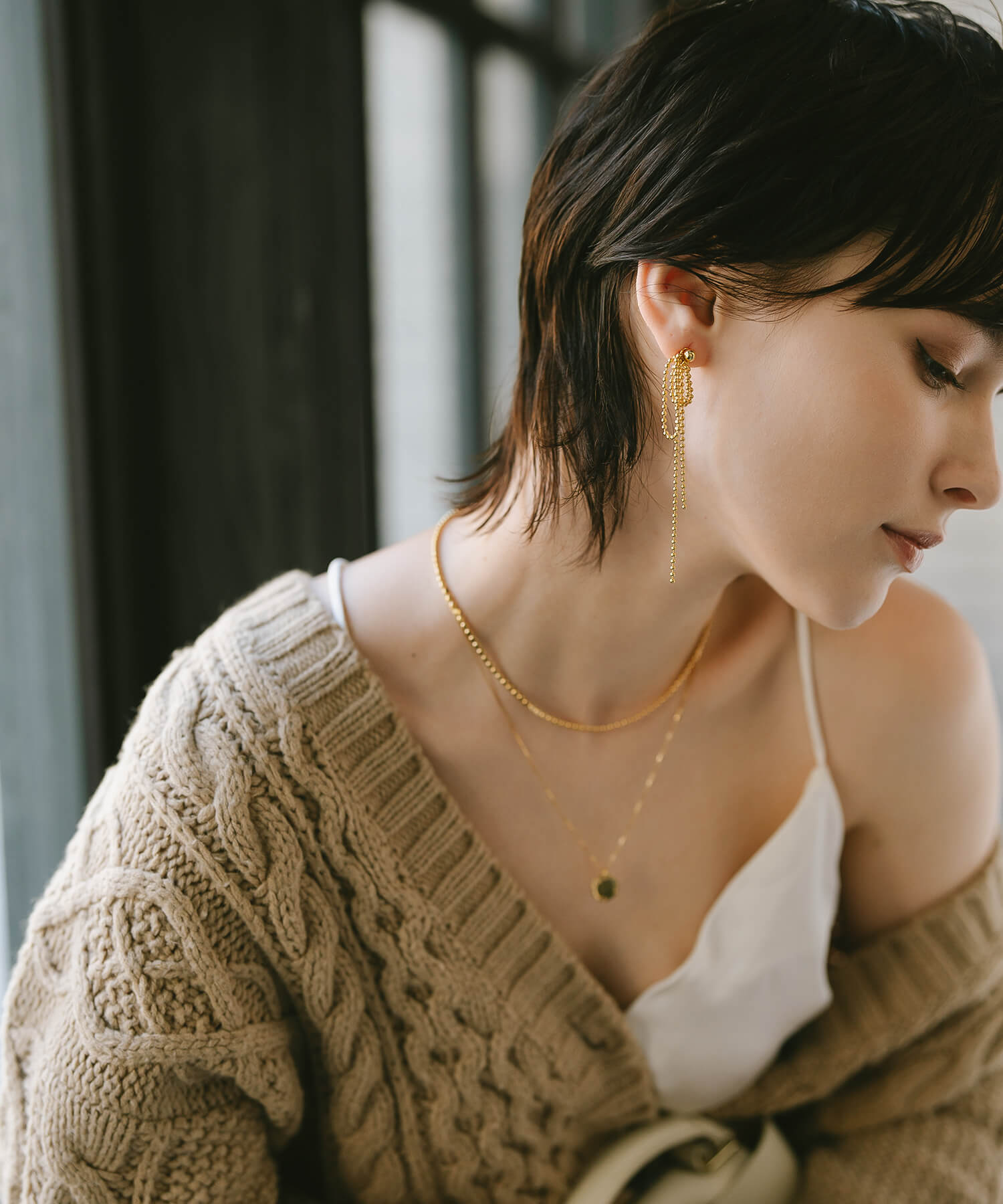 18K Gold Plated Sterling Silver Ball Chain Earrings | RUBAN