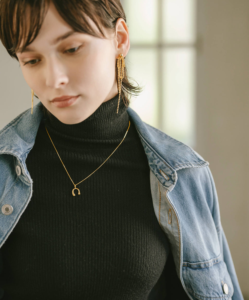 18K Gold Plated Sterling Silver Ball Chain Earrings | RUBAN