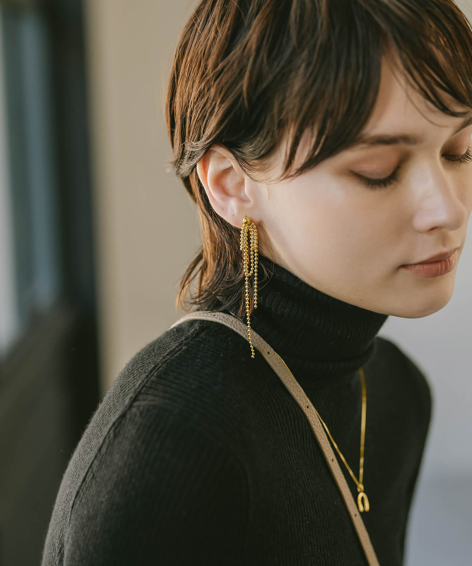 18K Gold Plated Sterling Silver Ball Chain Earrings | RUBAN