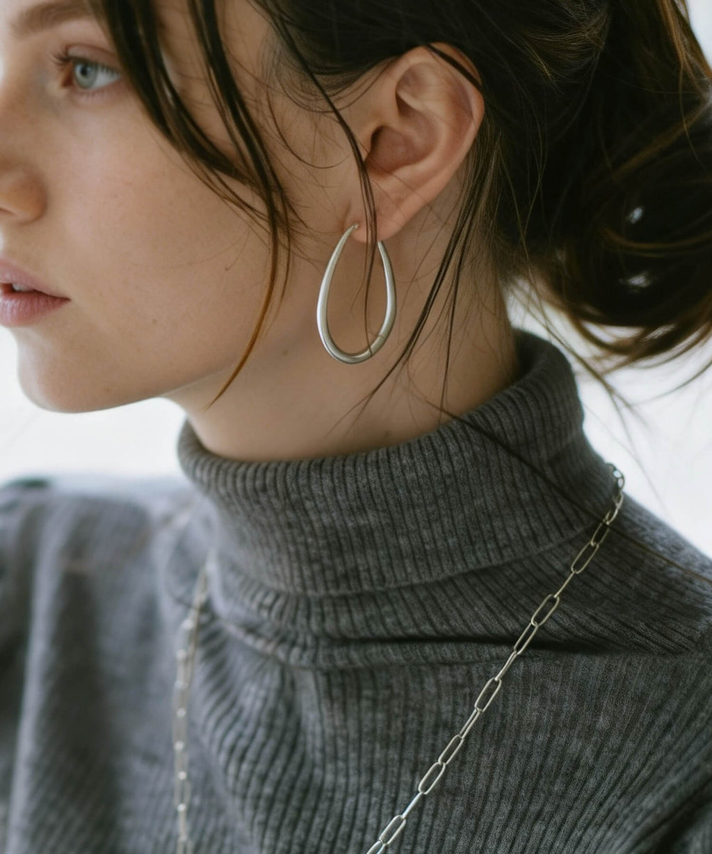 18K Gold Plated Sterling Silver Teardrop Plump Matte Earrings | TILK
