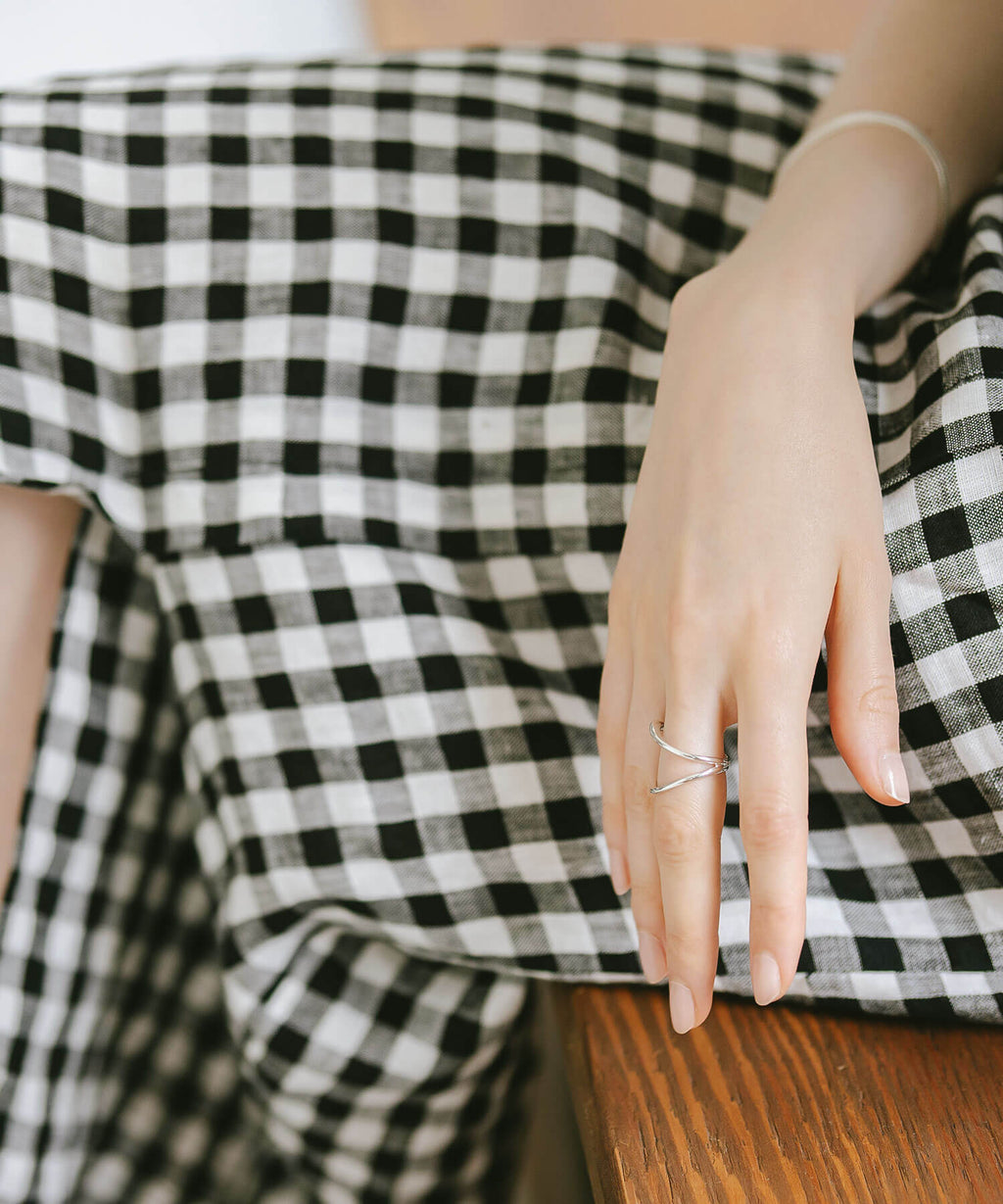 18K Gold Plated Sterling Silver Double Chevron Ring | GAVIOTA0BULKY