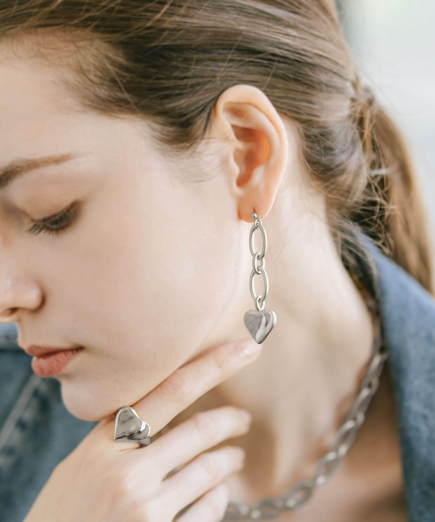 Heart Chain Earrings | MELLOW HEART CHAIN