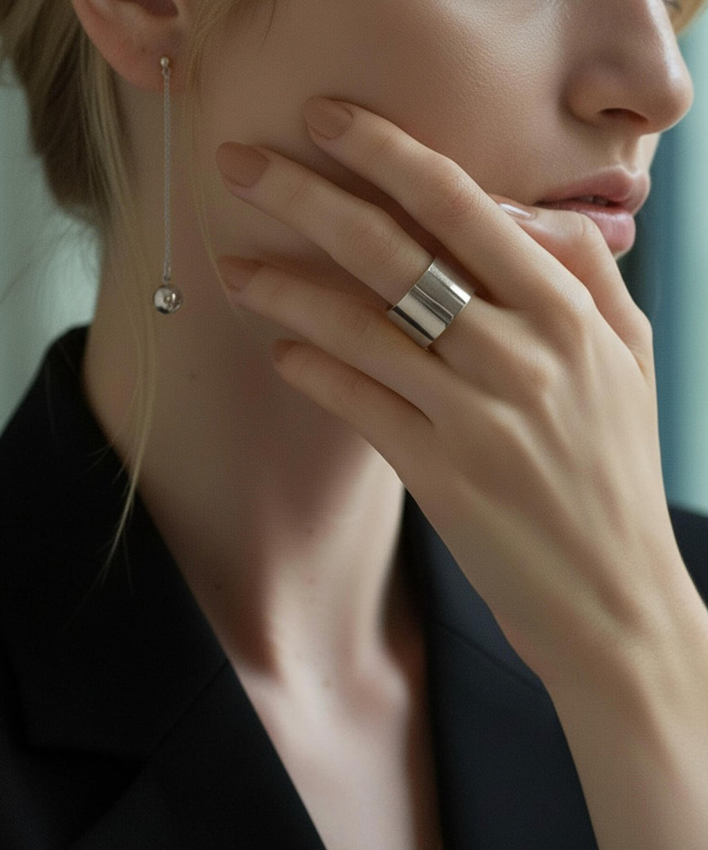 18K Gold Plated Sterling Silver Wide Tube Ring | TORONC SHINY