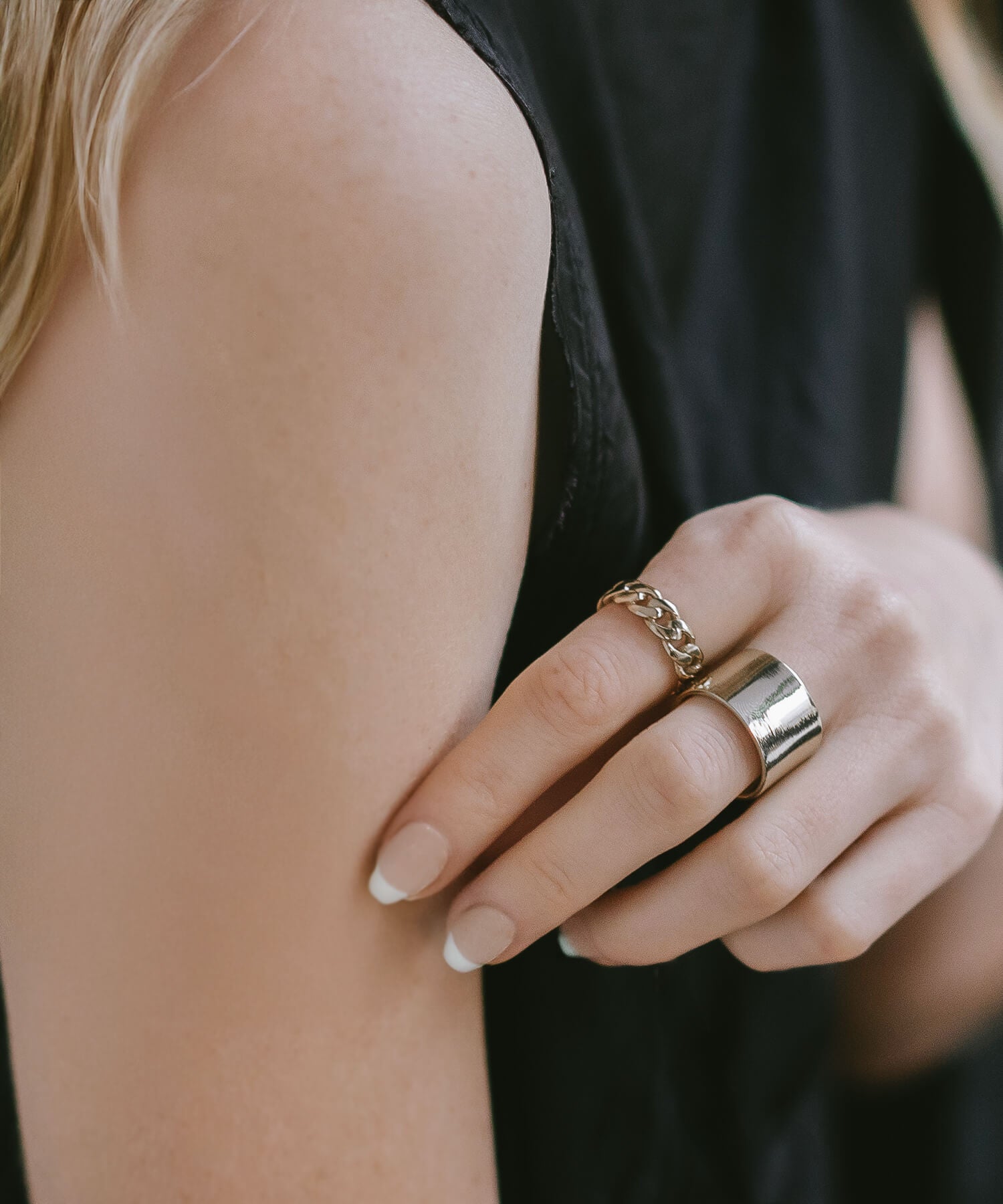 18K Gold Plated Sterling Silver Wide Tube Ring | TORONC SHINY