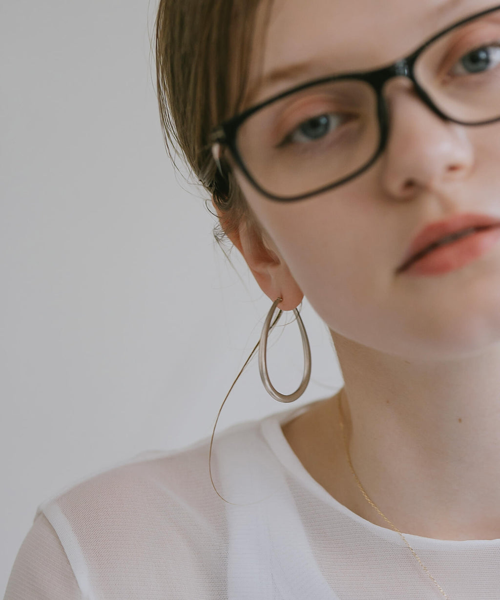 18K Gold Plated Sterling Silver Teardrop Plump Matte Earrings | TILK