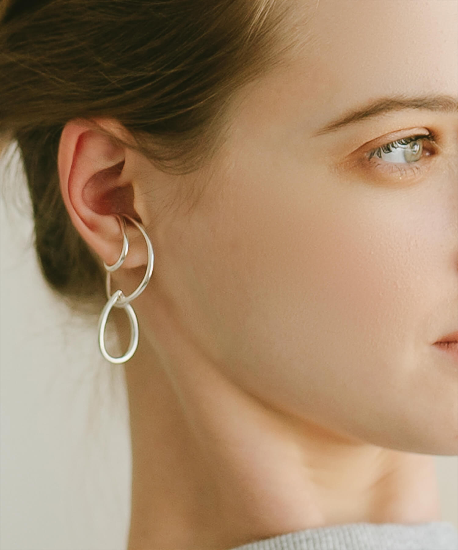 18K Gold Plated Sterling Silver Dangle Drop Charm Earcuff | LOITSU