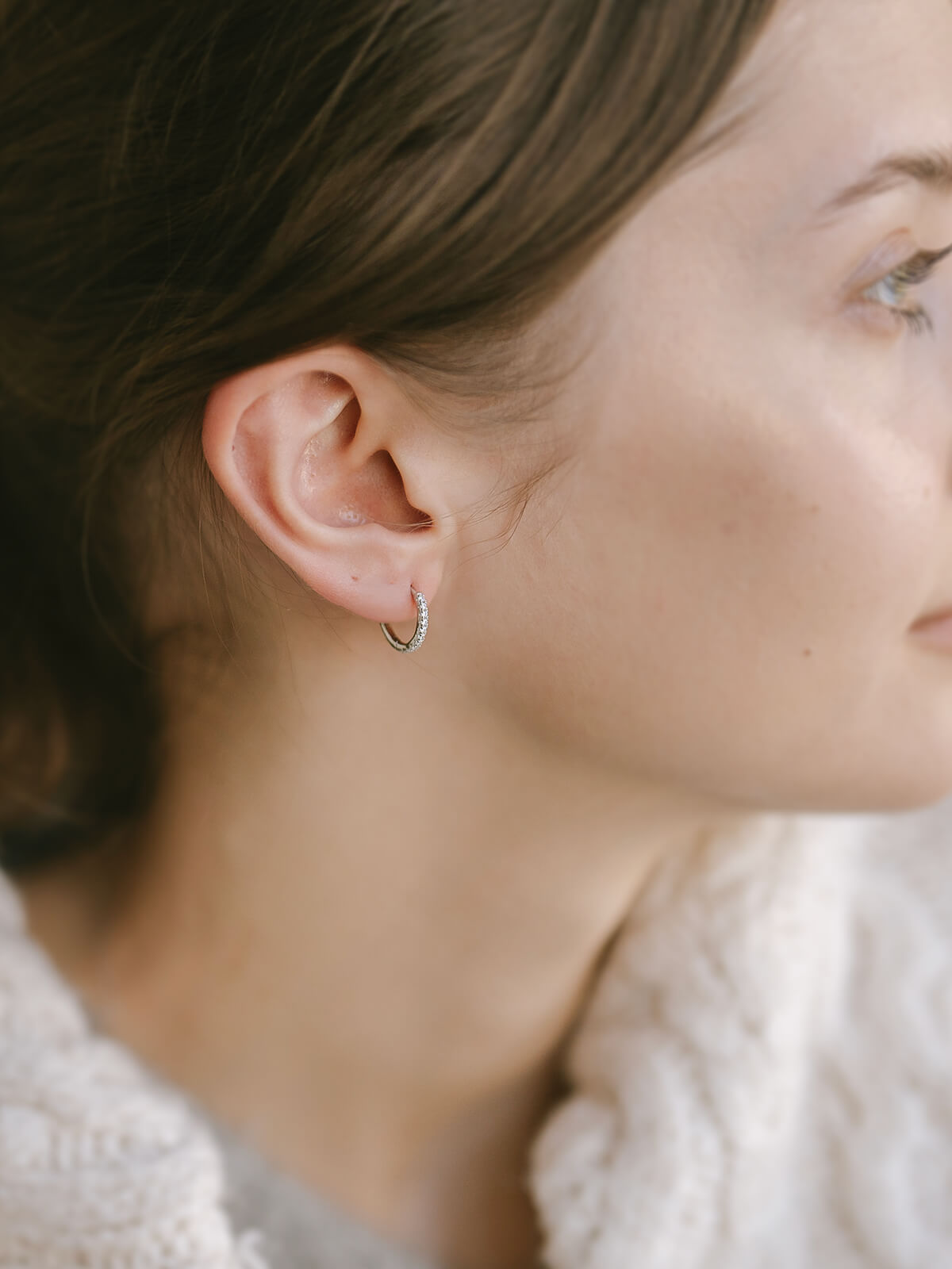 18K Gold Plated Sterling Silver Straight Pave Hoop Earrings | KYKLOS-STR