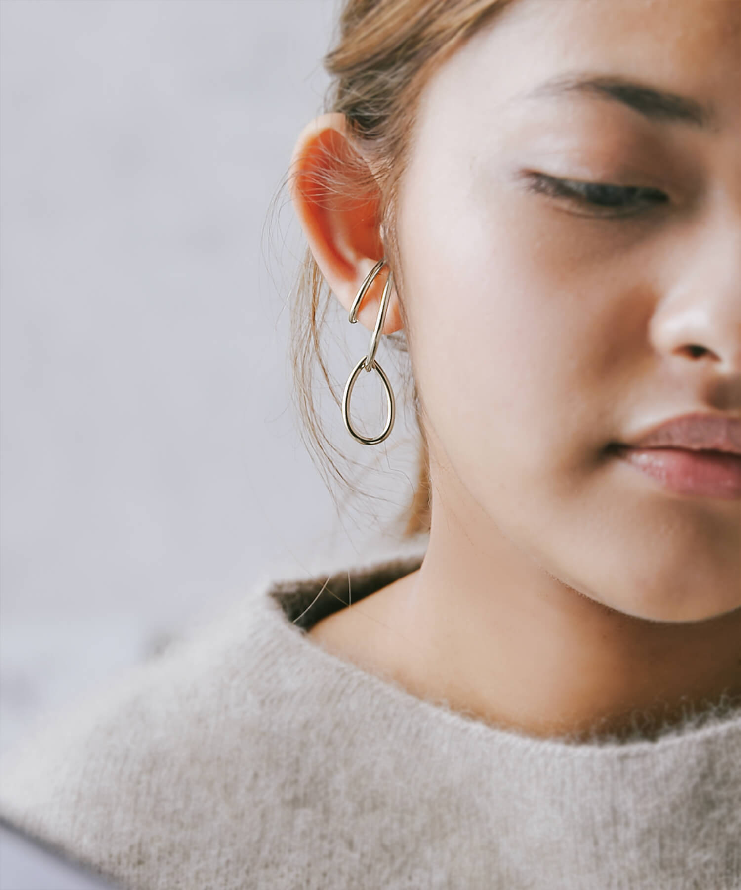 18K Gold Plated Sterling Silver Dangle Drop Charm Earcuff | LOITSU