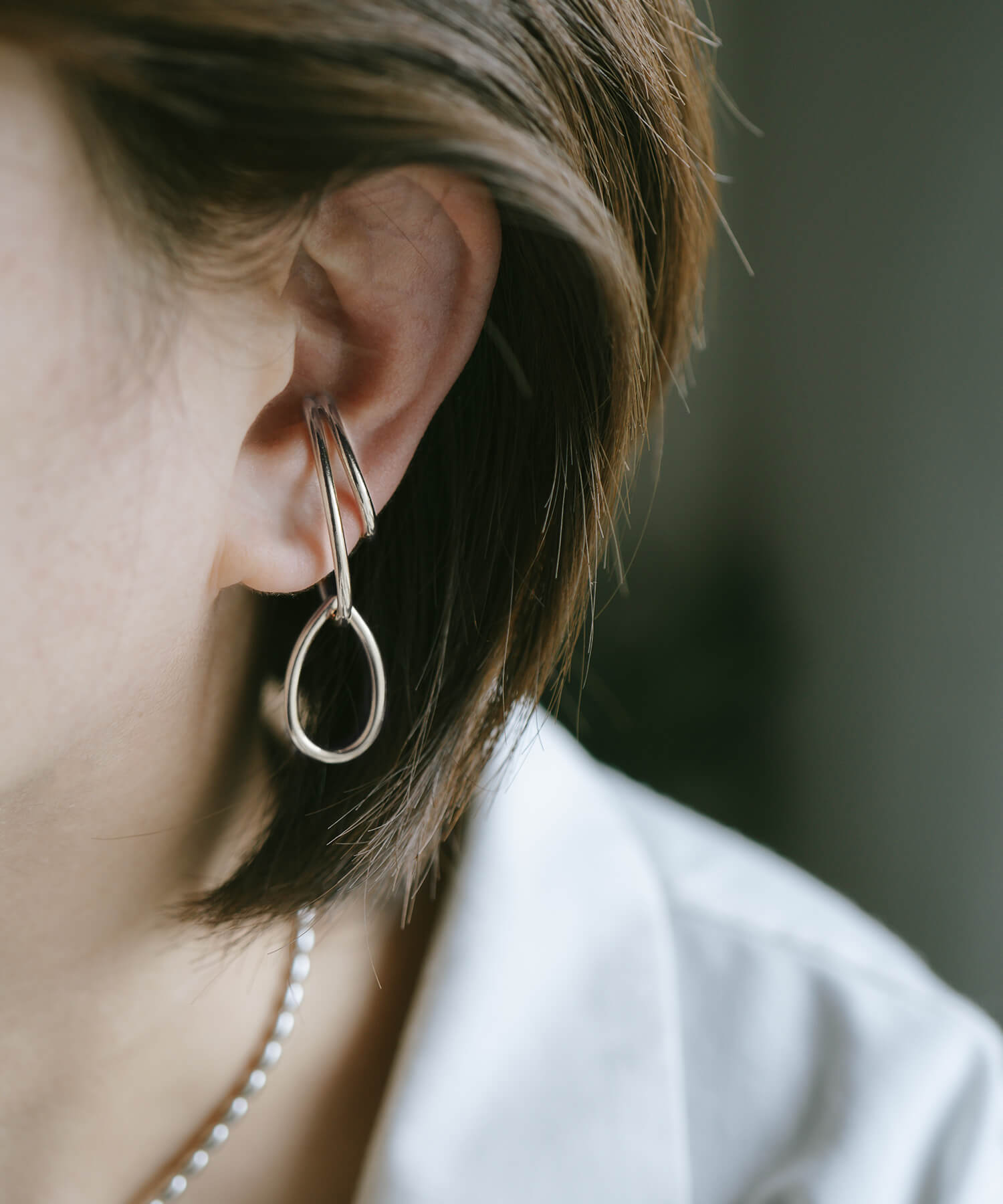 18K Gold Plated Sterling Silver Dangle Drop Charm Earcuff | LOITSU