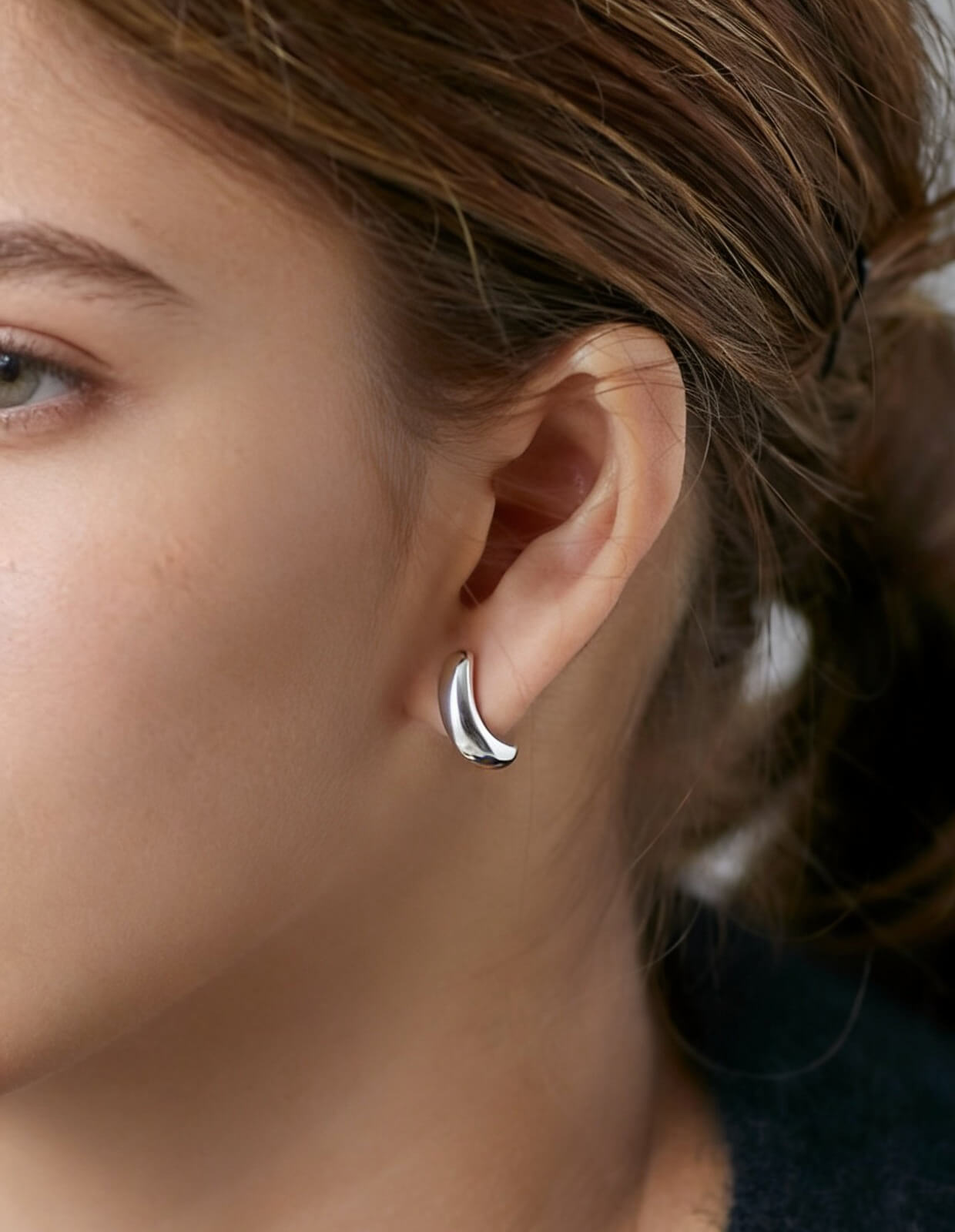 925 Sterling Silver Chubby Curve Bar Earrings | CUULLA