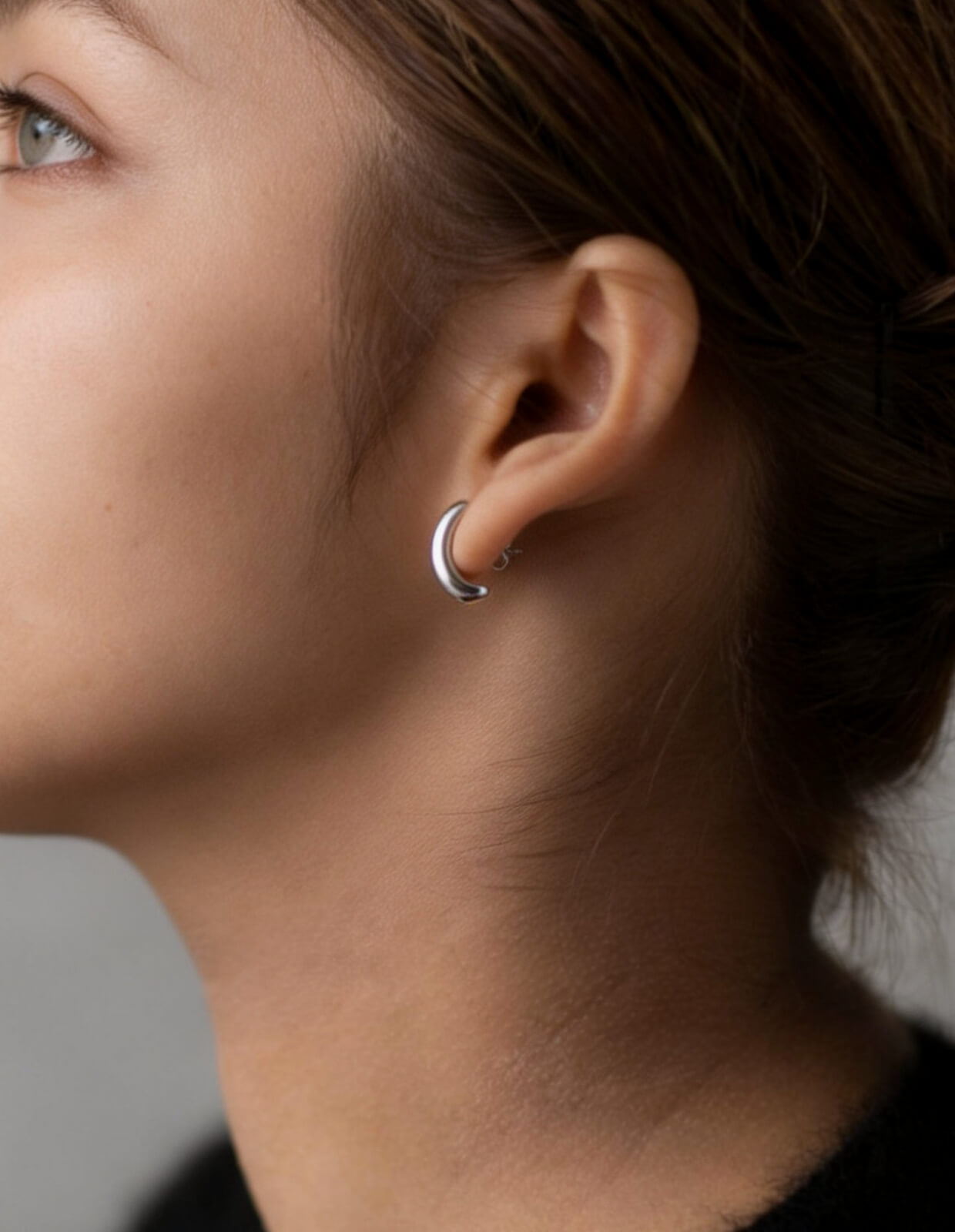 925 Sterling Silver Chubby Curve Bar Earrings | CUULLA