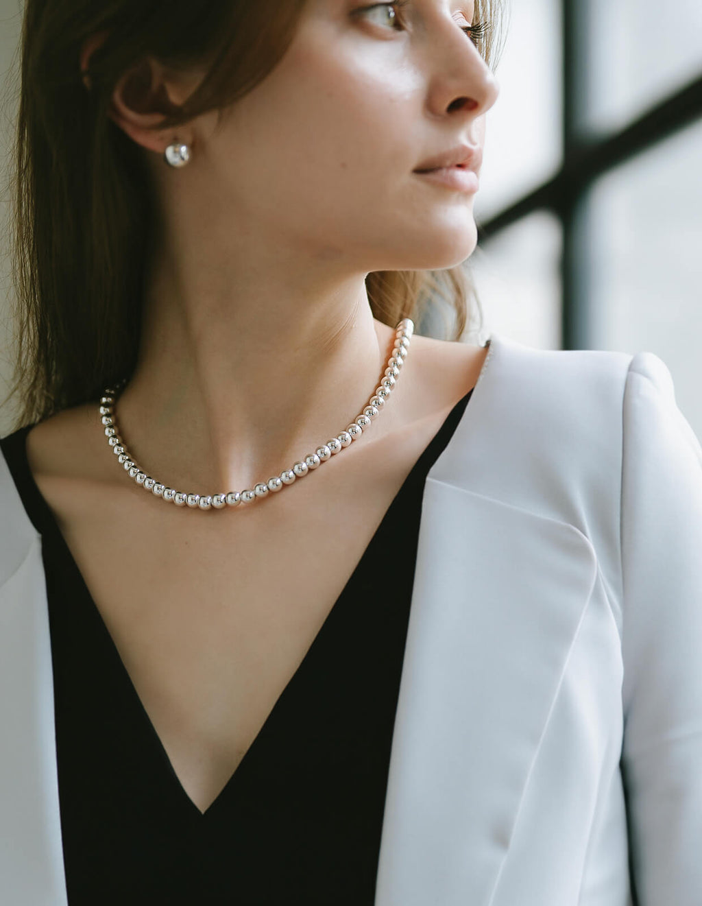 925 Sterling Silver Ball Chain Necklace | PALMYLA SHORT