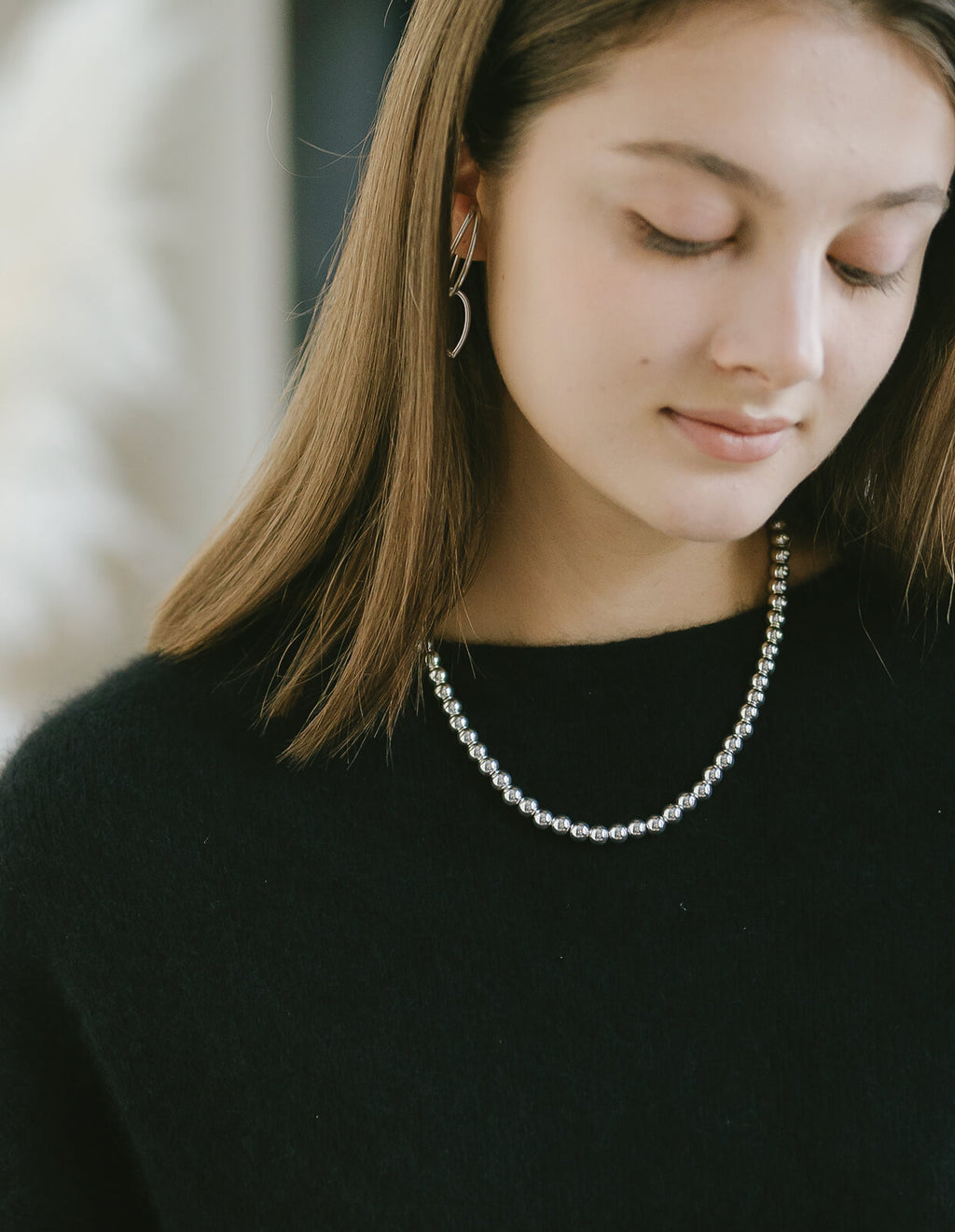 925 Sterling Silver Ball Chain Necklace | PALMYLA SHORT