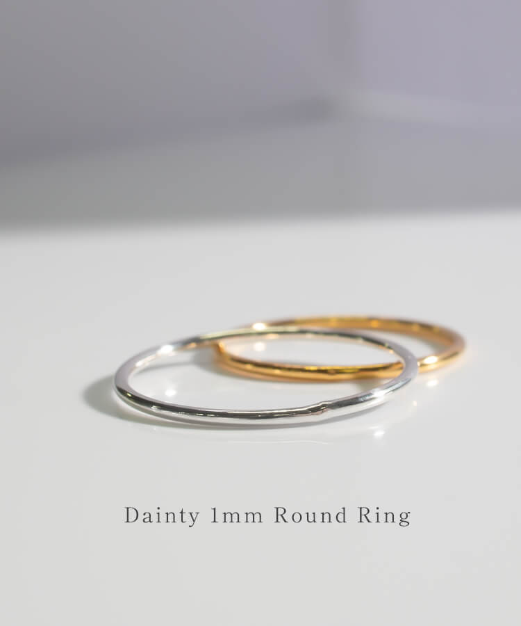 18K Gold Plated Sterling Silver 1mm Dainty Round Ring | SOLONE-1MM