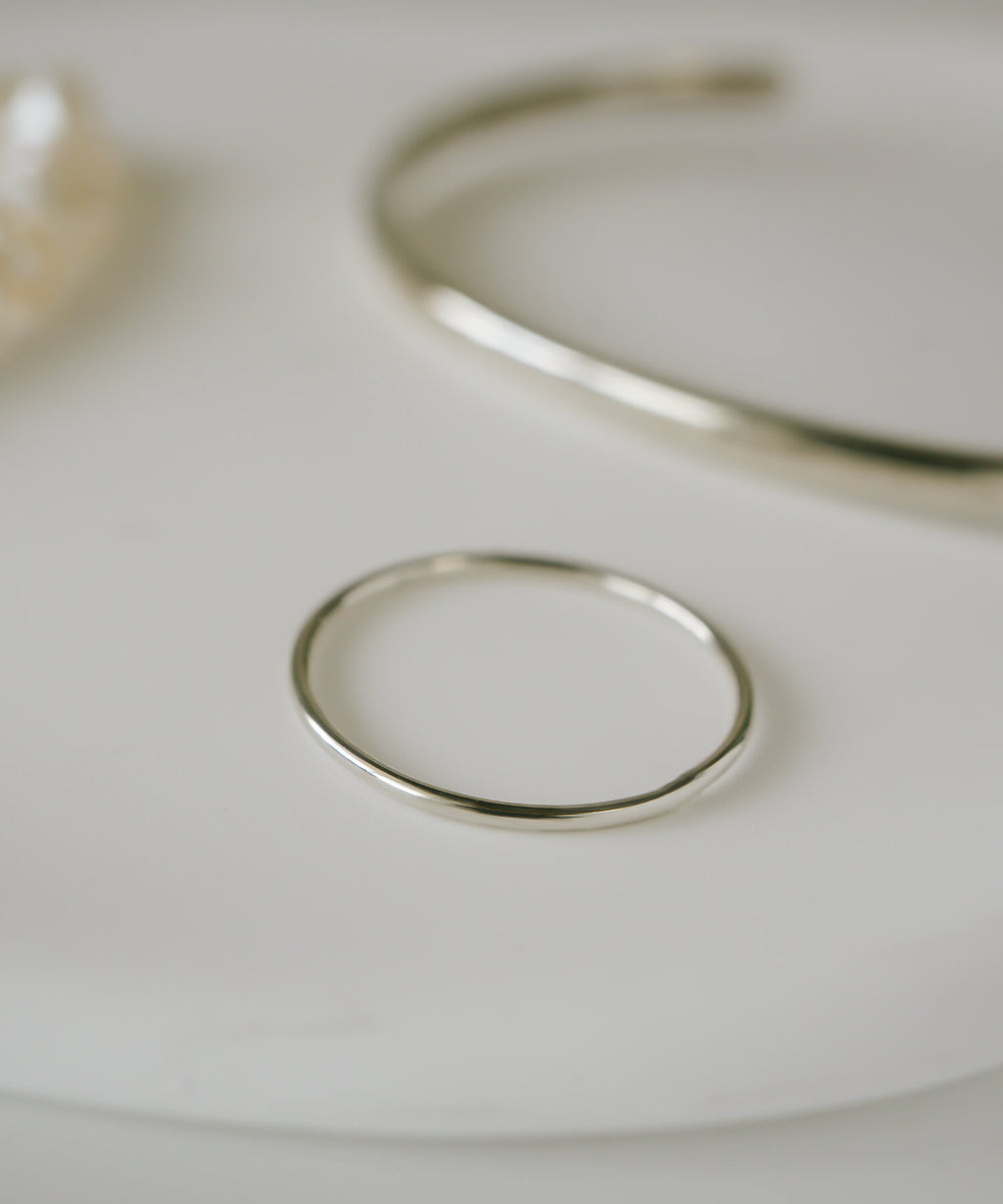 18K Gold Plated Sterling Silver 1mm Dainty Round Ring | SOLONE-1MM