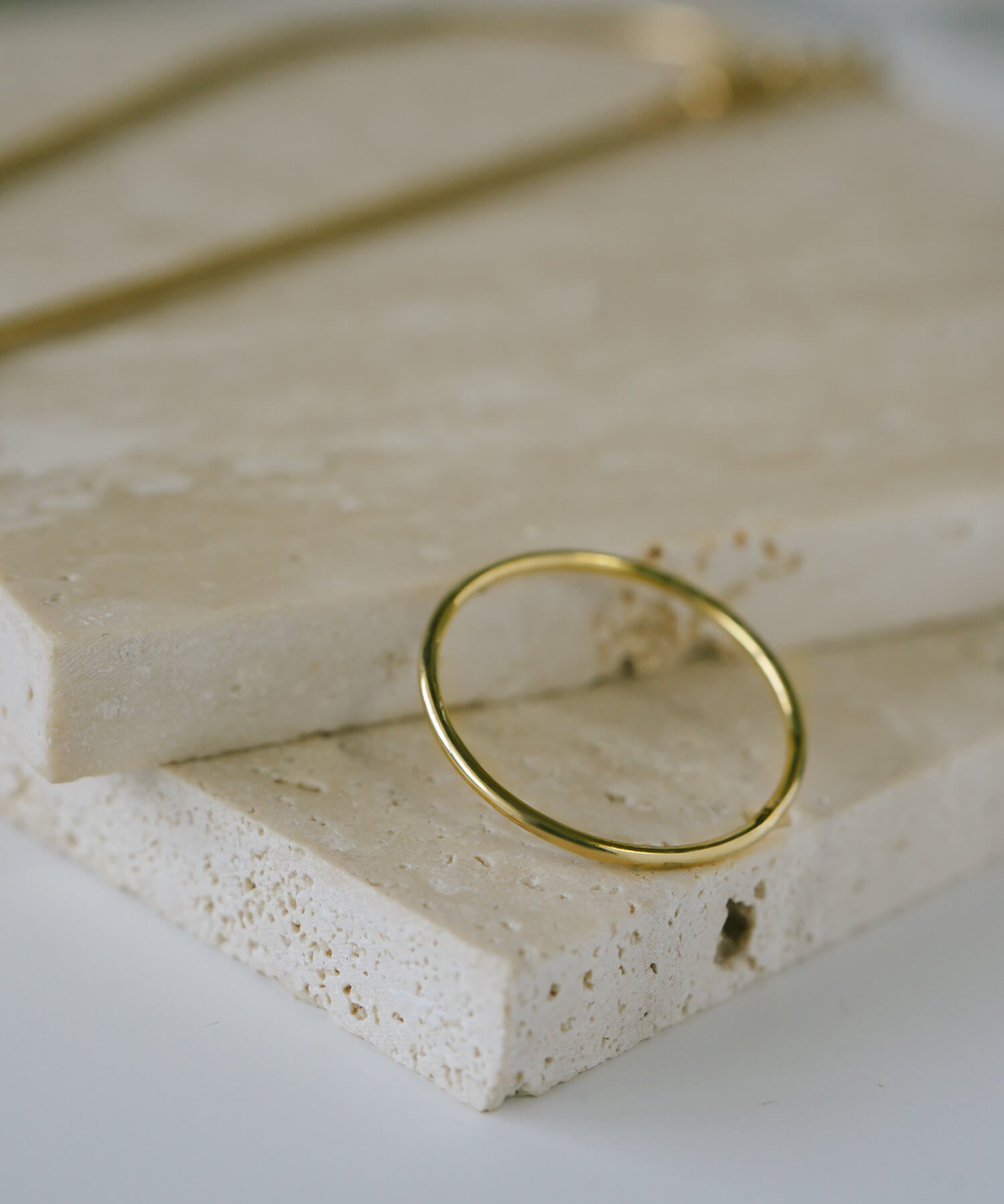 18K Gold Plated Sterling Silver 1mm Dainty Round Ring | SOLONE-1MM