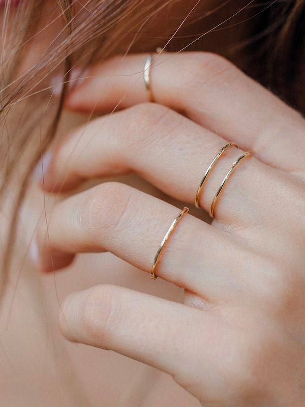 18K Gold Plated Sterling Silver 1mm Dainty Round Ring | SOLONE-1MM