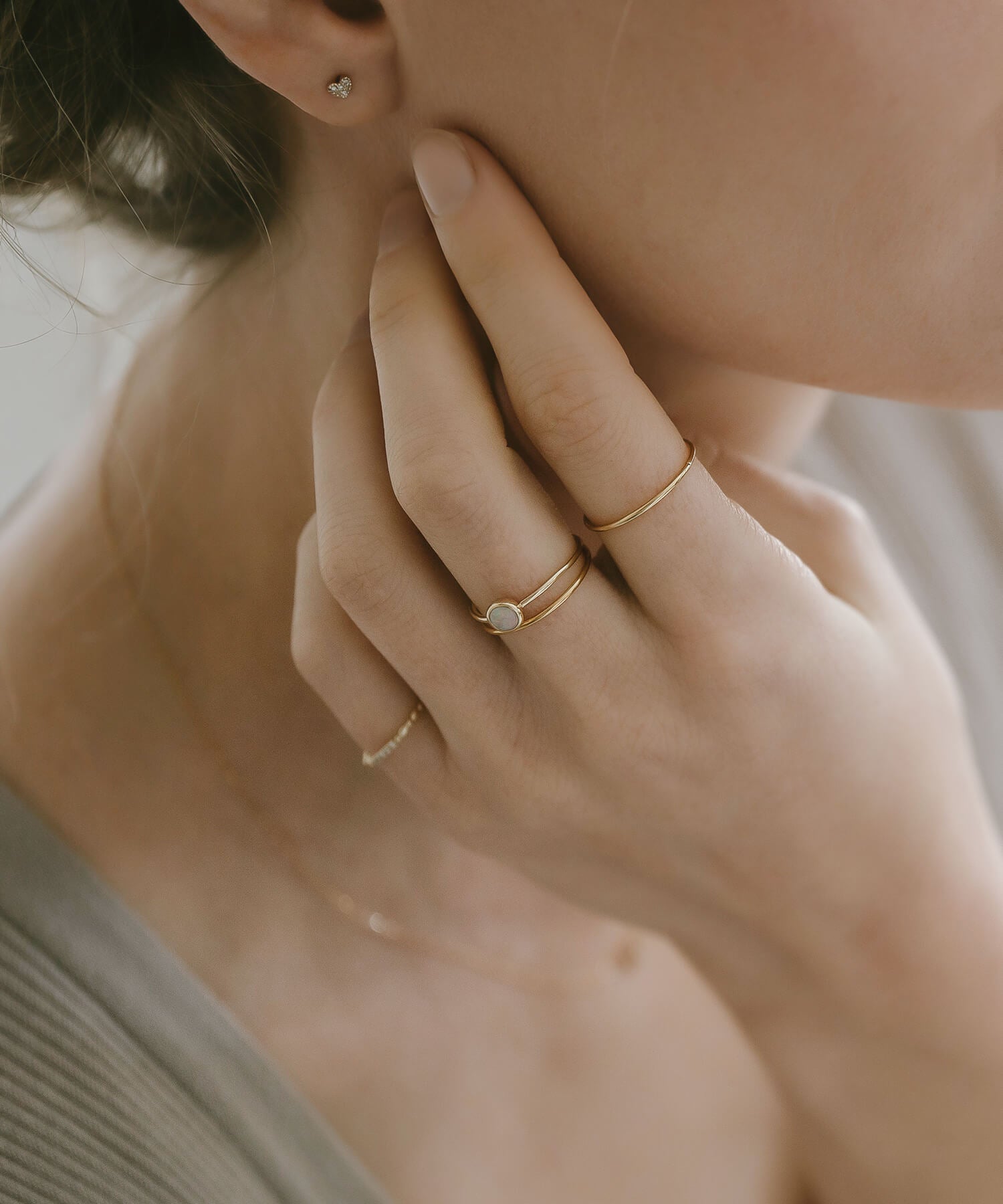 18K Gold Plated Sterling Silver 1mm Dainty Round Ring | SOLONE-1MM