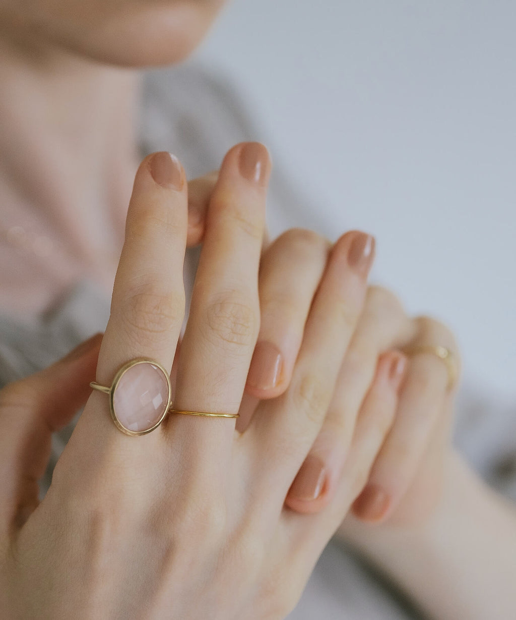 18K Gold Plated Sterling Silver 1mm Dainty Round Ring | SOLONE-1MM