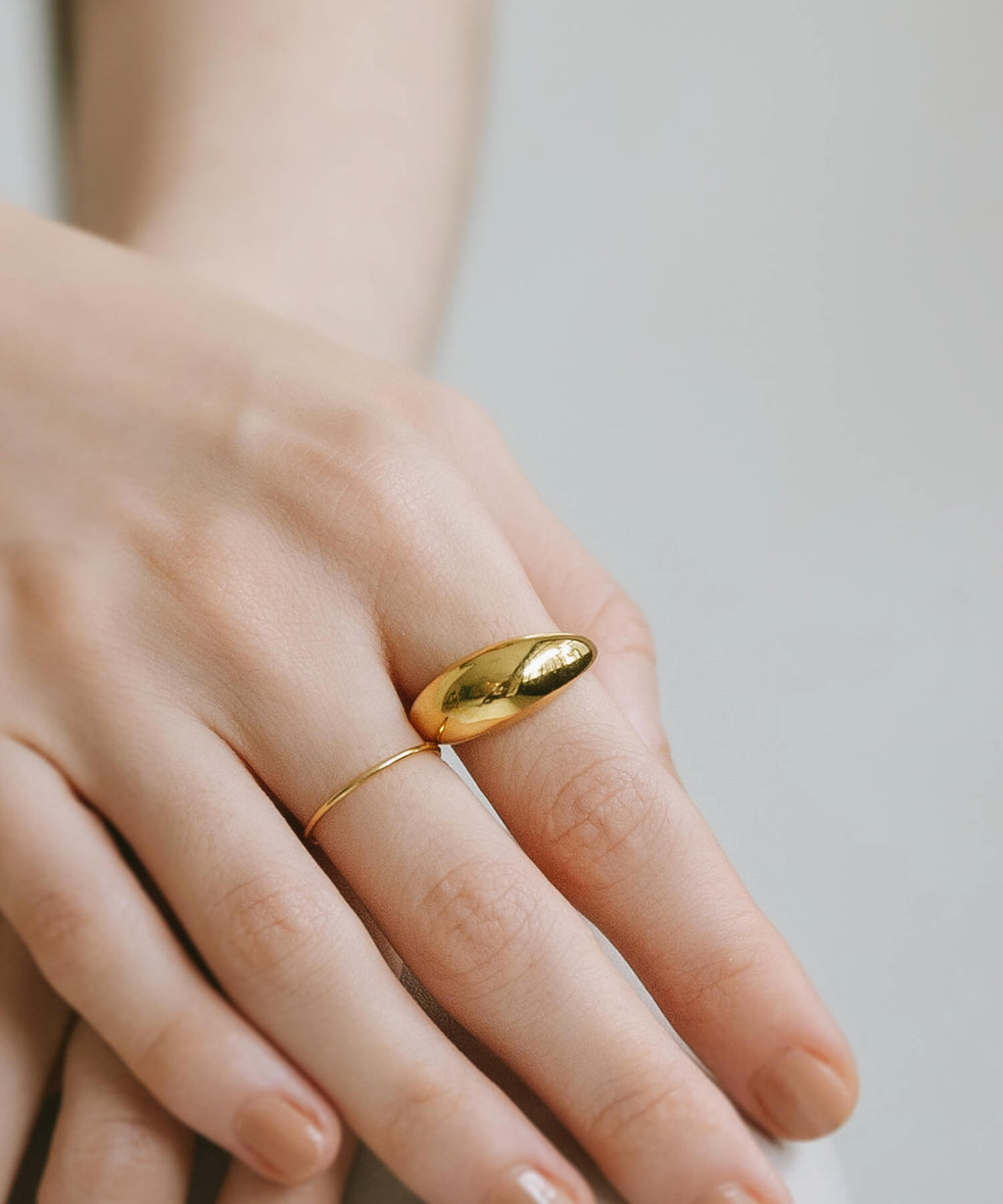 18K Gold Plated Sterling Silver 1mm Dainty Round Ring | SOLONE-1MM