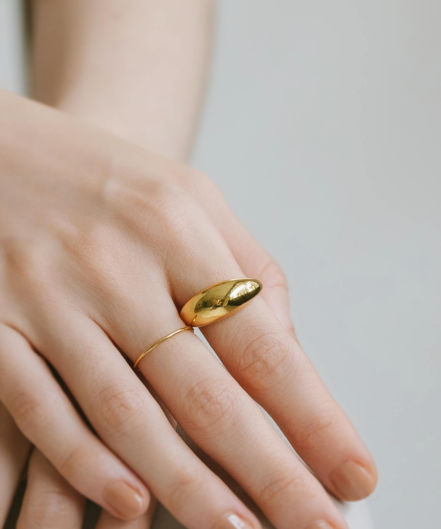 18K Gold Plated Sterling Silver 1mm Dainty Round Ring | SOLONE-1MM