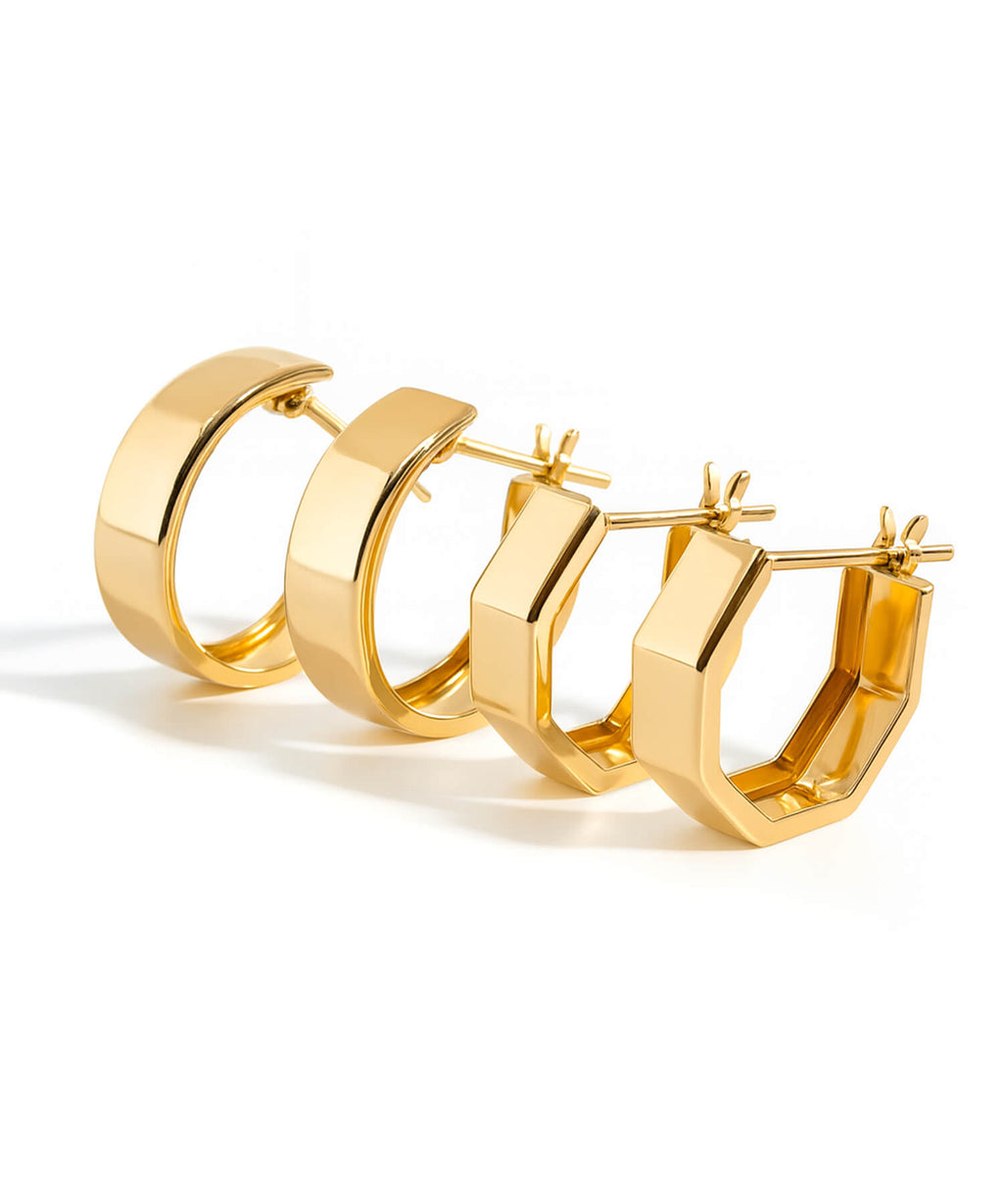 10K Gold Huggie Hoop Earrings | SOLUA-10K