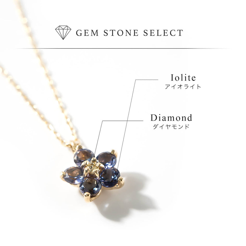 Flower Motif Iolite Necklace | LOULOUD-NOLL