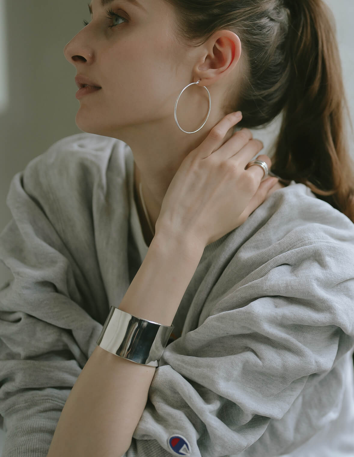 925 Sterling Silver Wide Bangle | KARPOS