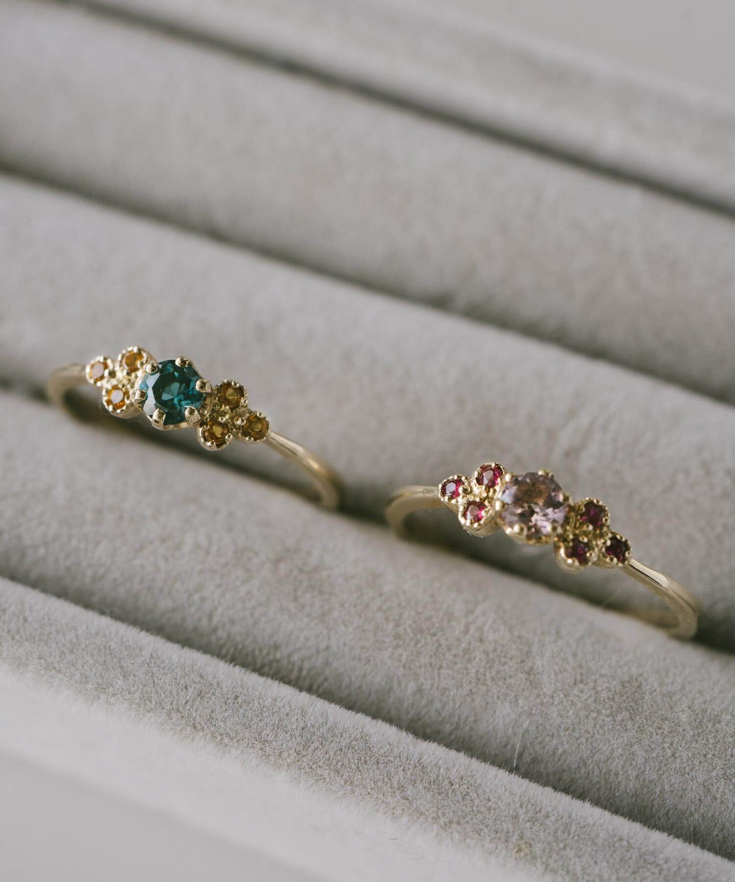 10K Gold Dainty Clover Gemstone Ring | TERRA-CLAVA