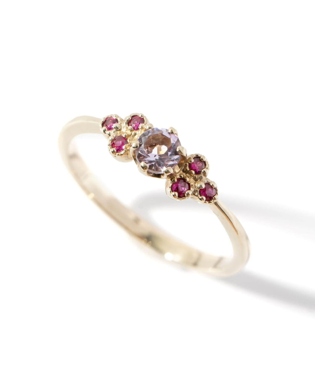 10K Gold Dainty Clover Gemstone Ring | TERRA-CLAVA