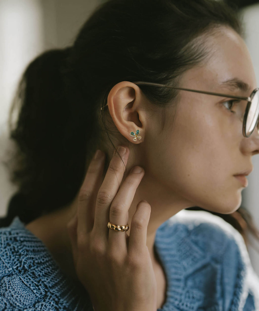 10K Gold Gemstone Butterfly Earring | TERRA-PAPILLON