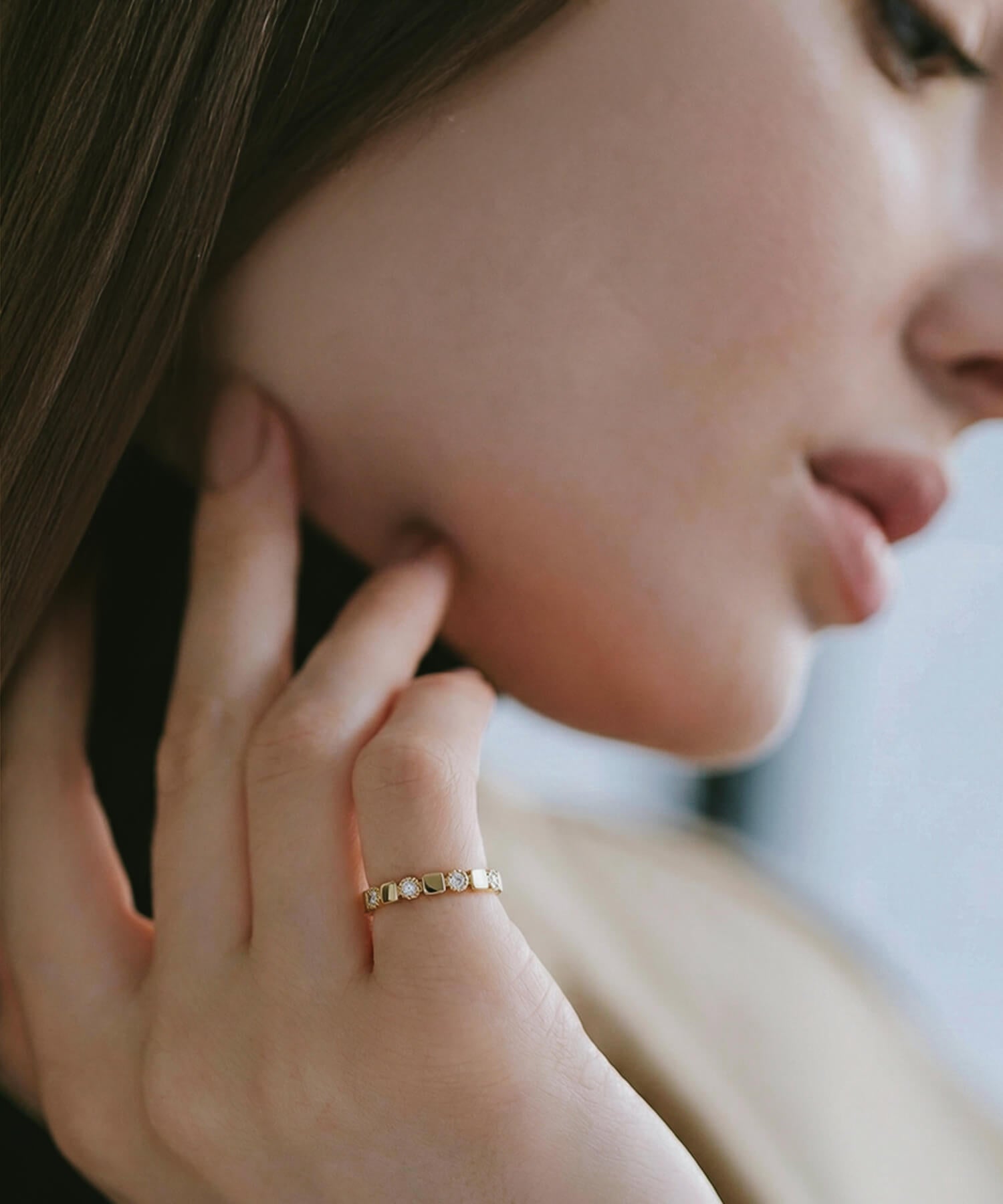 K18 Pulse Line Diamond Ring | TESSERA RING