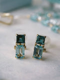 10K Gold Blue Topaz Geometric Drop Earrings | TETRA-NESTO
