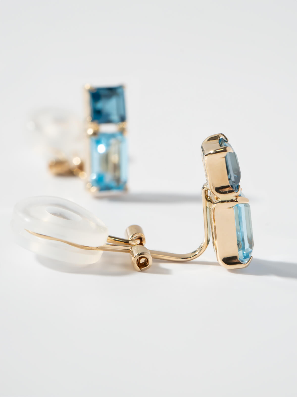 10K Gold Blue Topaz Geometric Drop Earrings | TETRA-NESTO