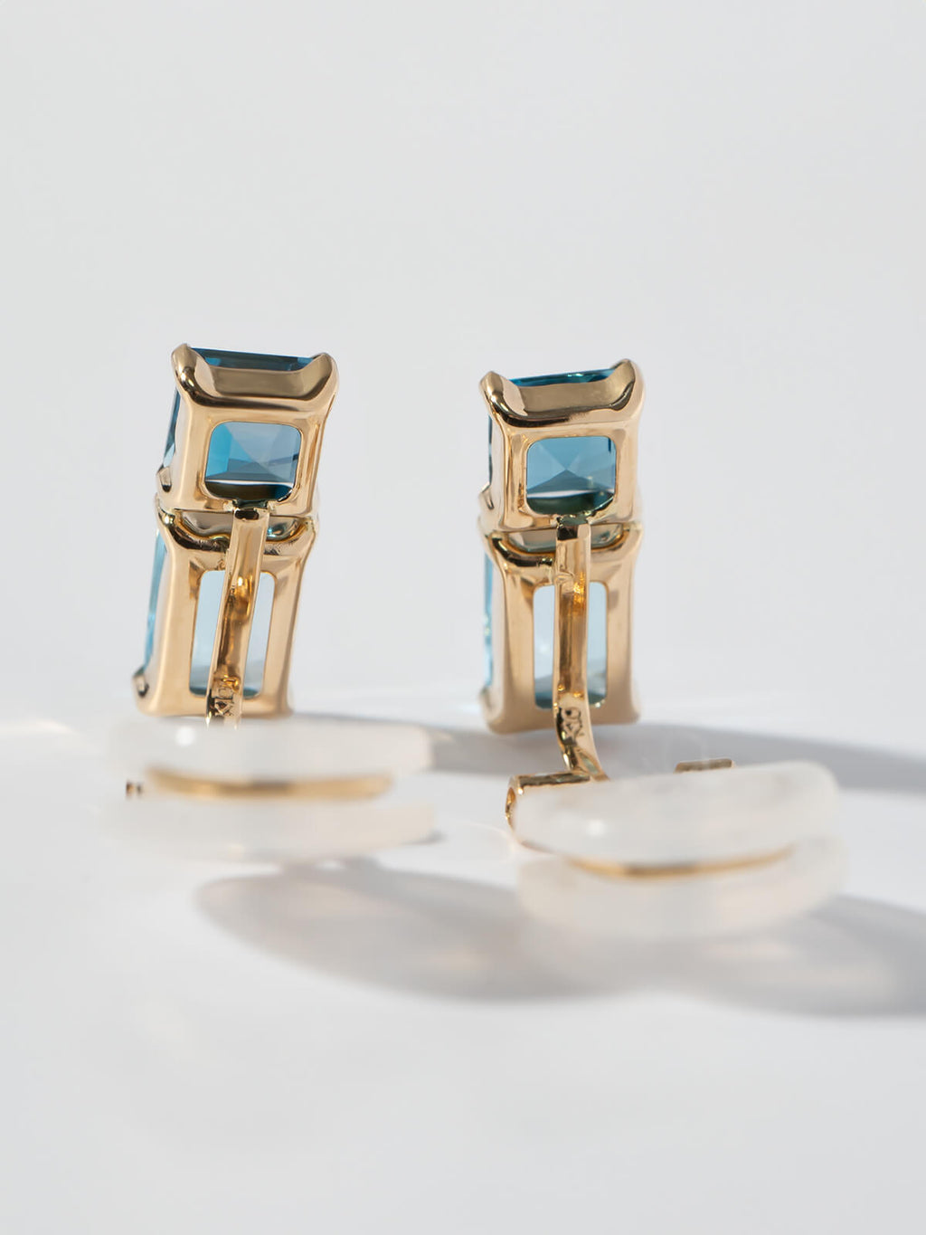 10K Gold Blue Topaz Geometric Drop Earrings | TETRA-NESTO